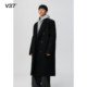 V37黑色高级感毛呢大衣男款2025春秋季长款韩版呢子加厚风衣外套