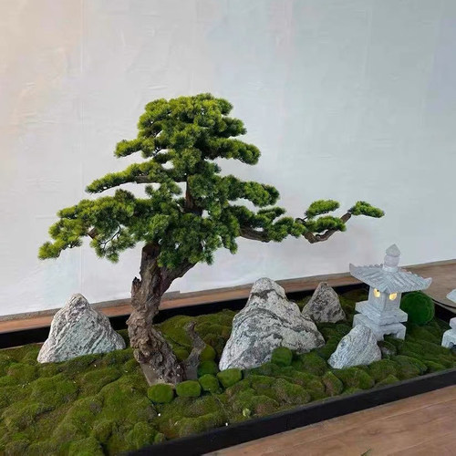 仿真迎客松大型仿真树罗汉松崖柏假树商场酒店装饰禅意摆件 - 图3