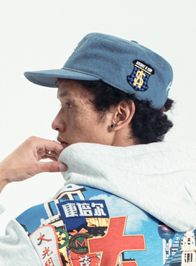 AVENUESON大道之子2026浅蓝色刺绣LOGO牛仔布平顶药盒帽滑板街舞