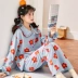 Hanzi hoa pyjama nữ mùa xuân và mùa thu cotton dài tay phiên bản Hàn Quốc của hoa nhỏ tươi phục vụ nhà phù hợp với mùa hè hai mảnh - Bộ Pajama