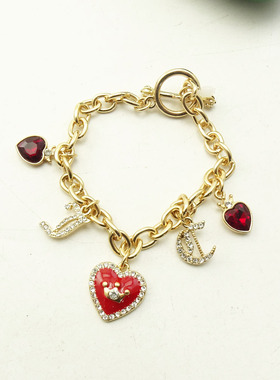 金色爱心蝴蝶结珍珠手链耳环套装