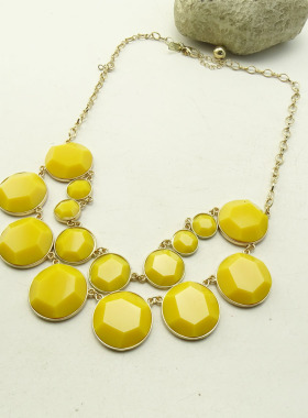 欧美风复古彩色宝石多层锁骨链