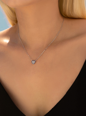 MODIAN摩典S925纯银甜美气质满钻爱心耳钉女小众高级感锁骨链女