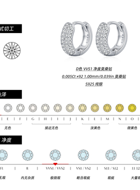 摩典莫桑钻S925纯银璀璨排钻耳圈