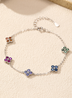 摩典925银多巴胺四叶草五花手链