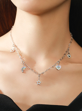 MODIAN 925纯银微镶心形挂锁吊坠精致小巧时尚百搭爱心情侣礼物