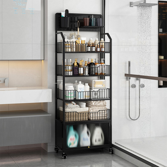 Bookshelf-type integrated floor-standing storage rack against the wall removable multi-functional kitchen bathroom storage decorative storage shelf