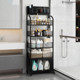 Bookshelf-type integrated floor-standing storage rack against the wall removable multi-functional kitchen bathroom storage decorative storage shelf