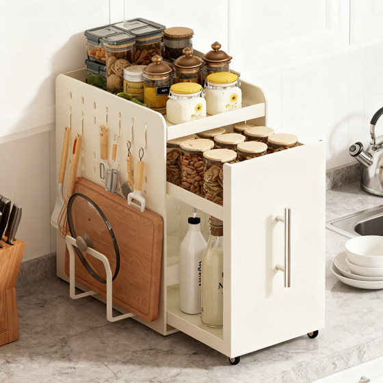 Kitchen countertop seasoning storage rack small narrow seasoning storage rack oil salt sauce vinegar seasoning stove shelf