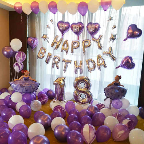 生日气球装饰网红宝宝周岁女孩生日快乐趴体布置姓名印字飘空气球 - 图0