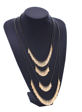 欧美夸张多层流苏几何图形项链女