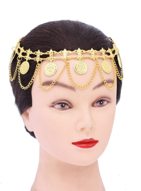 异域风情古风金色钱币流苏发饰女