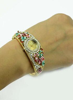 水钻花朵合金爱心手链银粗链脚链