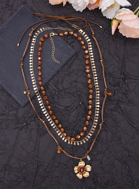 复古轻奢高级感设计项链花朵吊坠