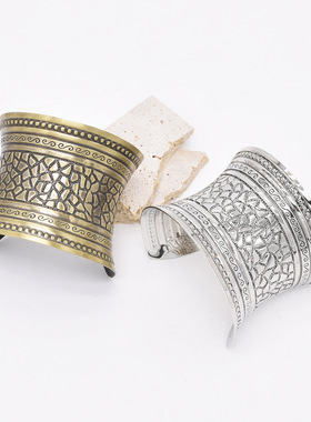 民族风复古菱形花纹手镯吉普赛