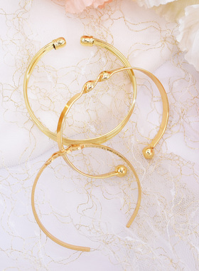 欧美风时尚线条叠戴手镯三件套女