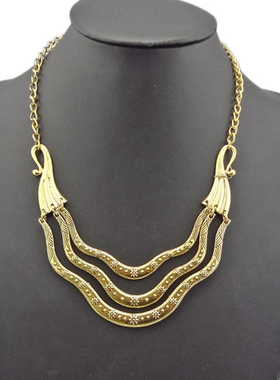 锁骨链欧美毛衣链字母时尚金色