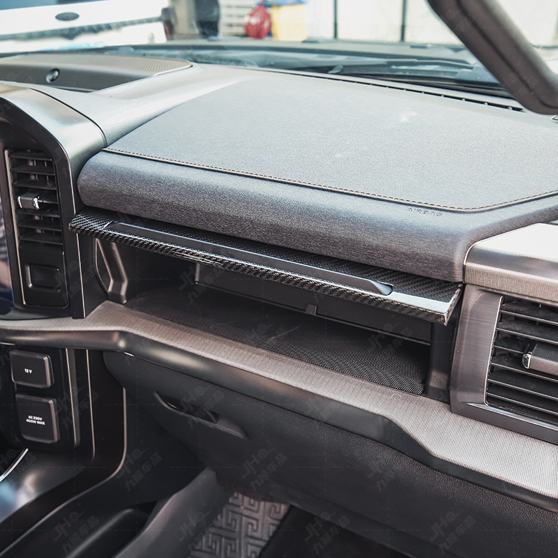 适用22-23款福特F150新猛禽改装真碳纤维副驾储物箱饰板中控饰板 - 图0