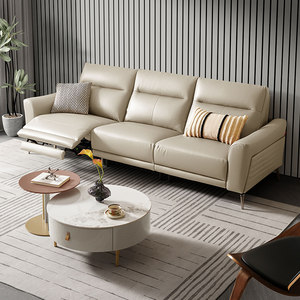 顾家家居零靠墙头层真皮意式极简电动功能皮沙发政府补贴6055E