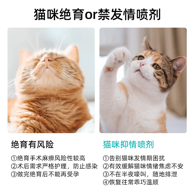 猫咪禁发情期喷雾公猫母猫专用抑发情粉片非药防喵乱叫乱尿喷剂制 - 图1