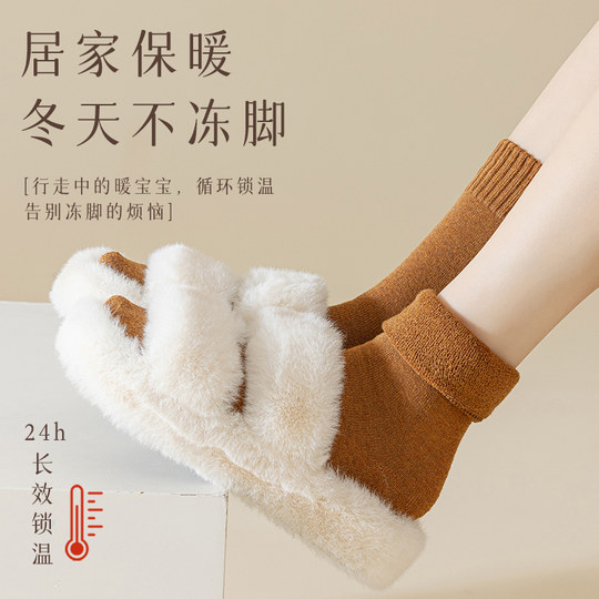 Autumn and winter women's thickened and velvet anti-odor socks