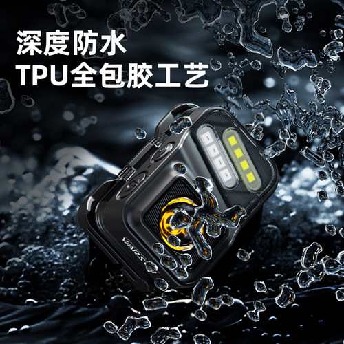 沃尔森头灯强光超亮超长续航登山户外感应充电头戴夜钓专用照明灯 - 图1