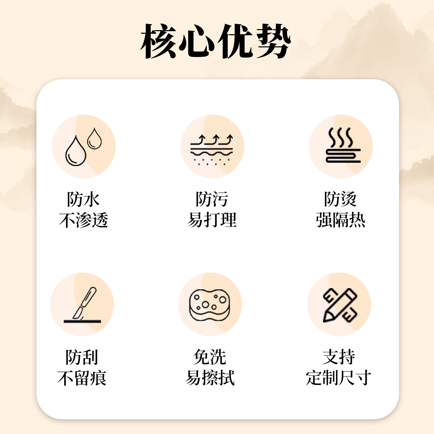 中式古风皮革桌垫防水防油防烫桌布长方形花卉桌垫免洗餐桌茶几垫 - 图2