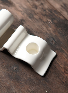 留白 欧式润白陶瓷三头烛台 浪漫氛围感家居装饰摆件 拍摄道具