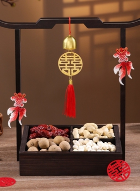 结婚早生贵子干果模具组合四宫格果盘婚房装饰摆件订婚敬茶杯摆台