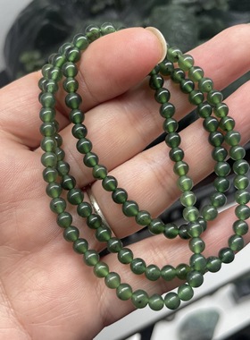 泰山玉碧玉项链女款4mm玉石手链多圈手串