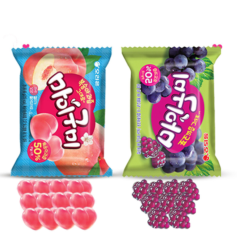韩国好丽友水果葡萄味桃子味橡皮糖 威海韩品食品糖果