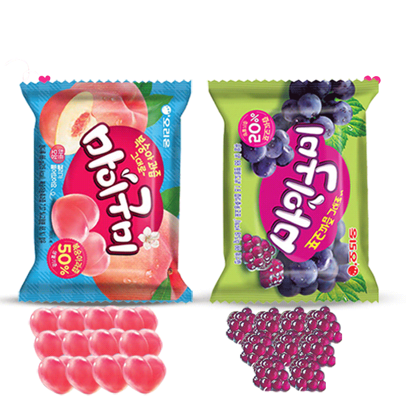 韩国好丽友水果葡萄味桃子味橡皮糖 威海韩品食品糖果