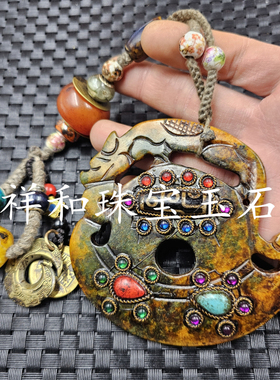 岫玉貔貅古壁玉石挂件复古岫玉