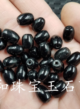 饰品散珠仿黑曜石米珠散siy手链项链毛衣链编织手链椭圆玉石珠