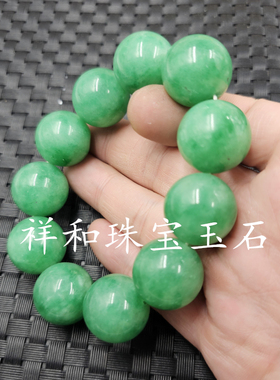 包邮翡翠干青圆珠玉石手链