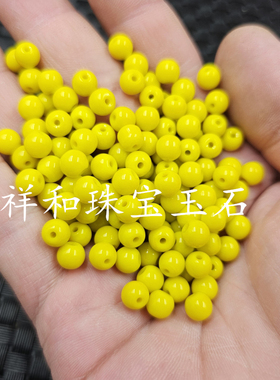 荧光黄玻璃圆珠仿玉石散珠