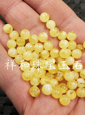饰品散珠荧光蜜蜡圆珠散珠仿蜜蜡散珠8毫米手链项链散珠配件珠