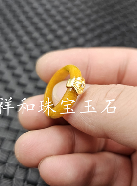 优化翡翠玉镶钻玉石戒指橄榄绿