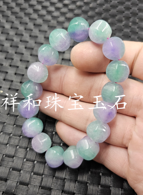 包邮翠玉紫罗兰六棱珠玉石手链