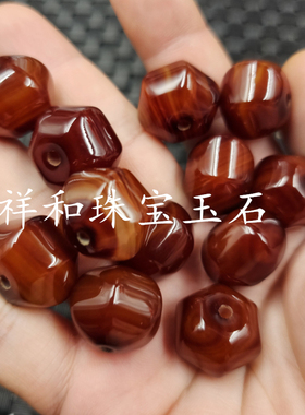 红玛瑙六棱珠路路通玉石散珠