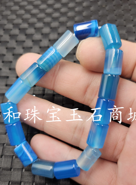 包邮8*12毫米缠丝玛瑙桶珠手链