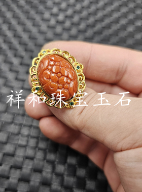 优化翡翠玉红翡蛋面玉石戒指
