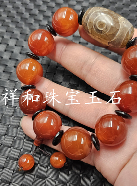 包邮藏式三眼天珠路路通玉手链