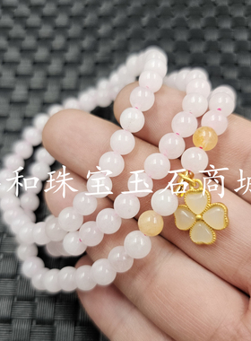 包邮新疆和田白玉圆珠玉石手链