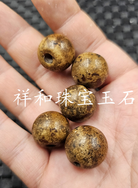 仿古玛瑙圆珠玉石散珠土黄色