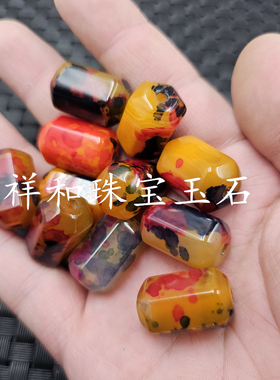 仿古玛瑙六棱珠桶珠玉石散珠