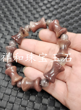 包邮新疆和田金丝玉竹节玉手链紫