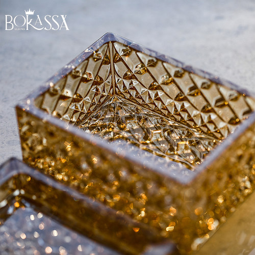 简约水晶玻璃烟灰缸带盖子防飞灰北欧风格家用客厅办公室高档烟盒 - 图3