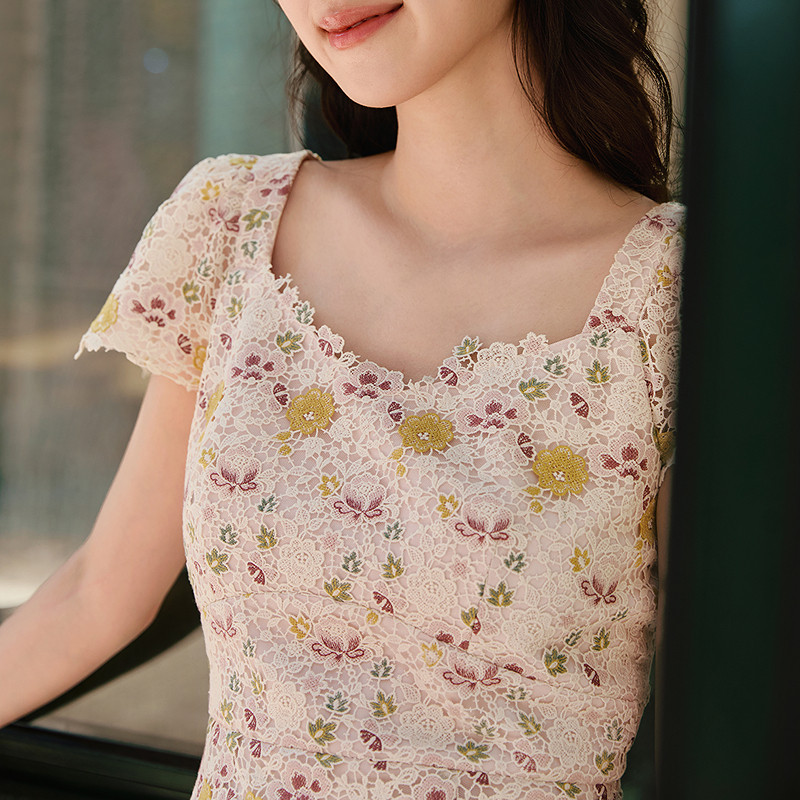 【繁花蕾丝裙】收腰连衣裙浪漫女神裙DOUBLOVE贝爱2025早秋新款