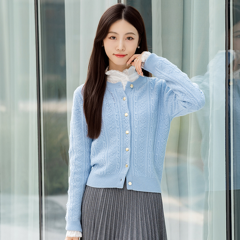 【怀旧奶奶衫】羊毛针织开衫毛衣外套DOUBLOVE贝爱2025秋冬新款 - 图0